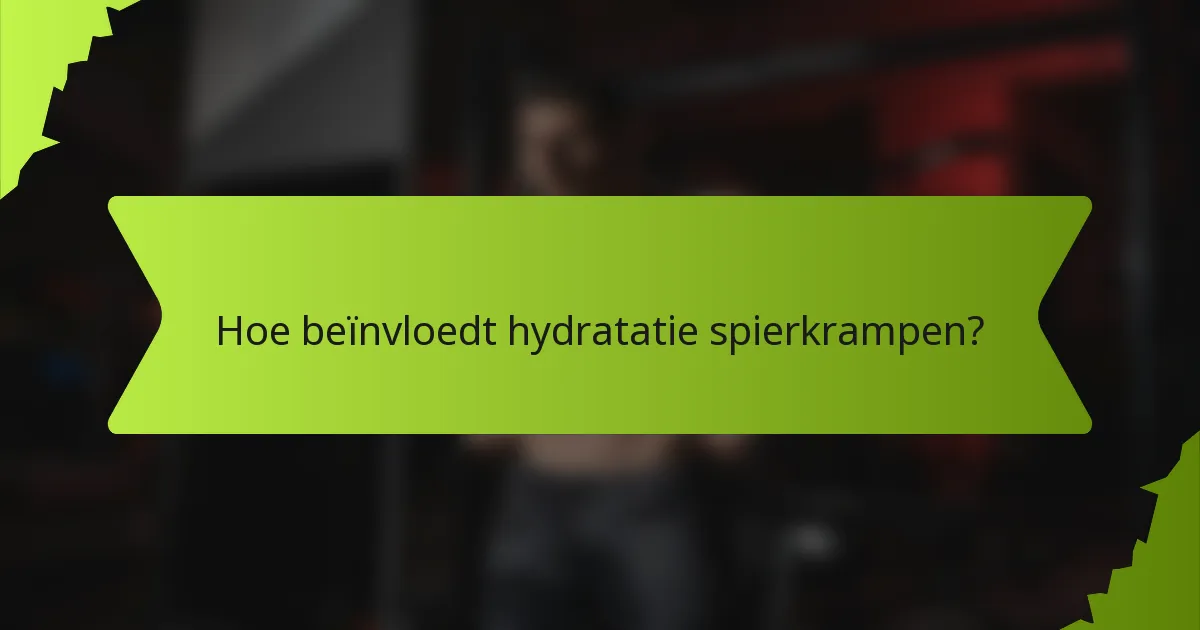 Hoe beïnvloedt hydratatie spierkrampen?