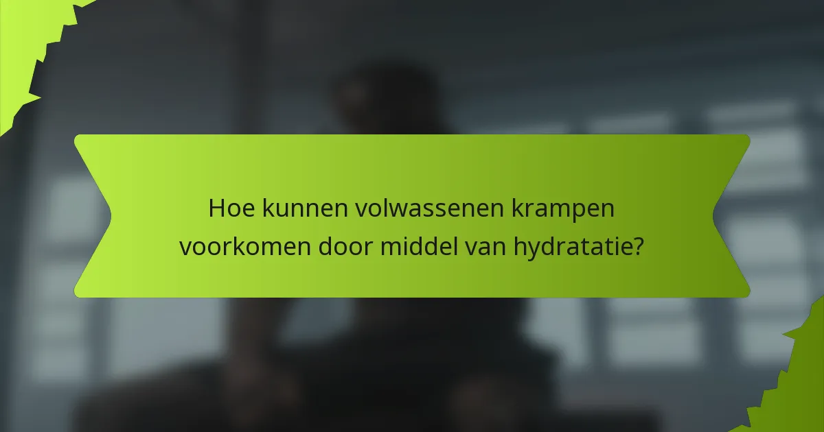Hoe kunnen volwassenen krampen voorkomen door middel van hydratatie?