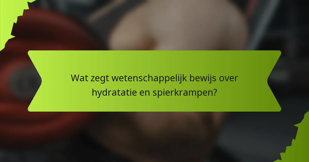 Wat zegt wetenschappelijk bewijs over hydratatie en spierkrampen?