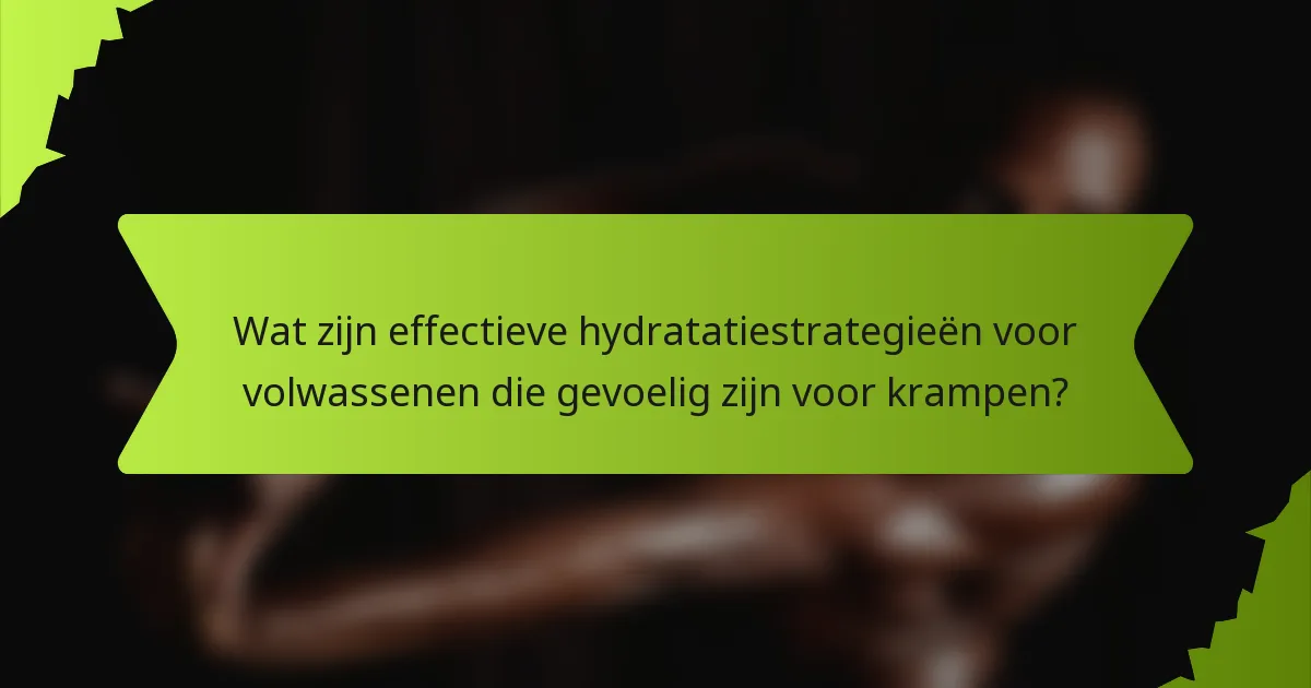 Wat zijn effectieve hydratatiestrategieën voor volwassenen die gevoelig zijn voor krampen?