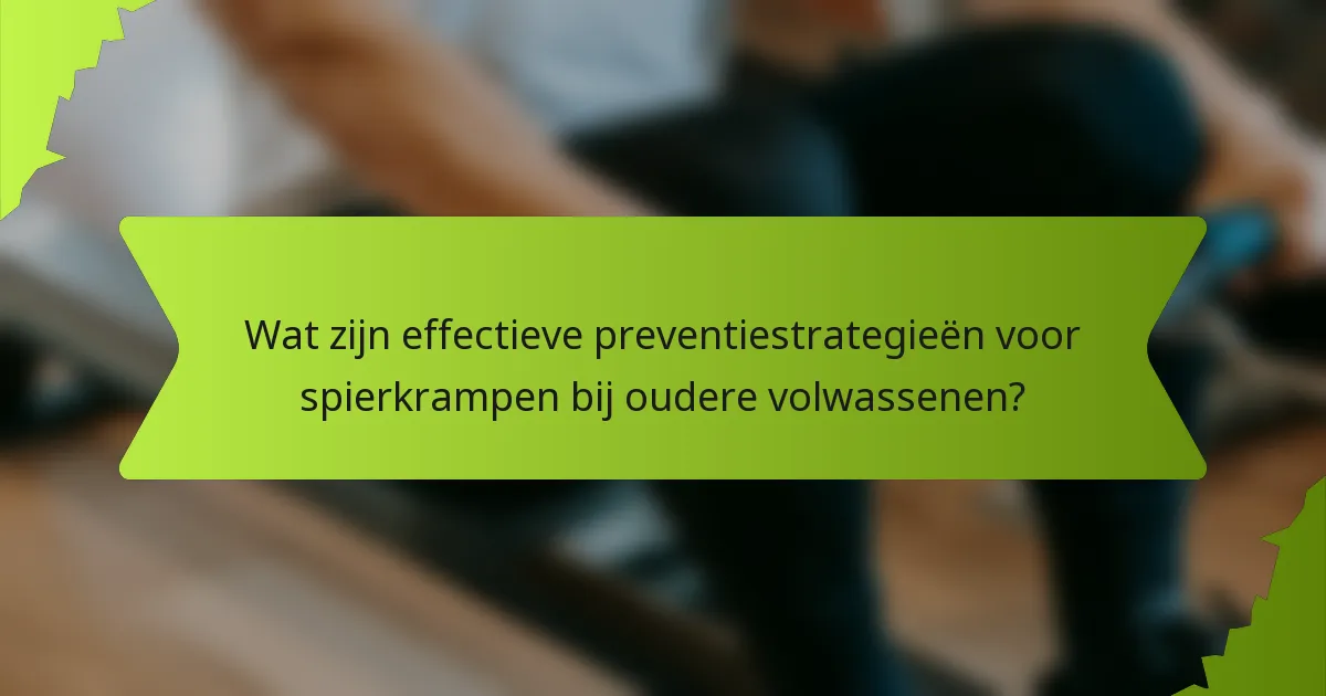 Wat zijn effectieve preventiestrategieën voor spierkrampen bij oudere volwassenen?