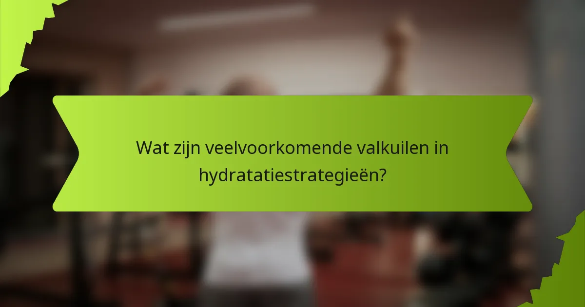 Wat zijn veelvoorkomende valkuilen in hydratatiestrategieën?